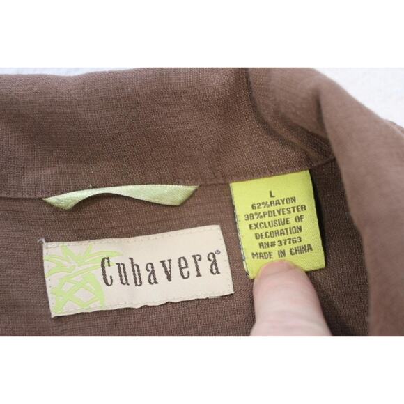 Cubavera Hawaiian Shirt Rayon Poly Floral Relaxed Short Sleeve Mens Size Large - Picture 7 of 8